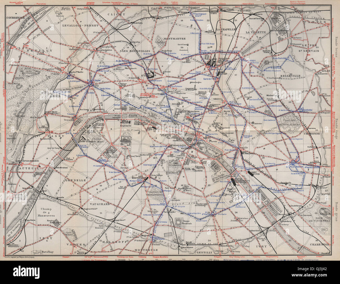 PARIS TRAMWAYS & METROPOLITAIN RAILWAYS. Underground railways carte ...