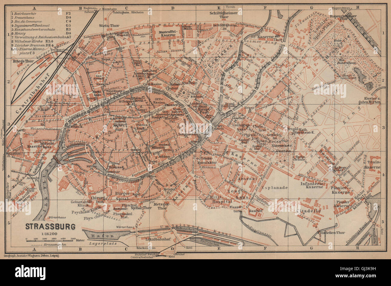 Strasbourg Town City Plan De La Ville Strassburg Bas Rhin Carte Stock Photo Alamy