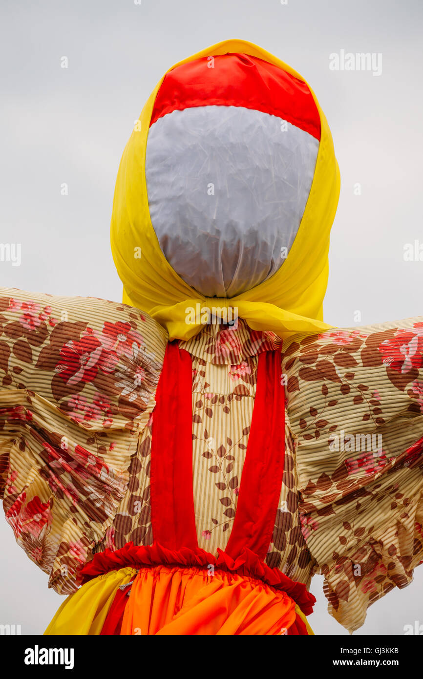 Close-Up Faceless Straw Effigy Of Dummy Of Maslenitsa, Symbol Of Winter And Death In Slavic Mythology, Pagan Tradition. The East Stock Photo