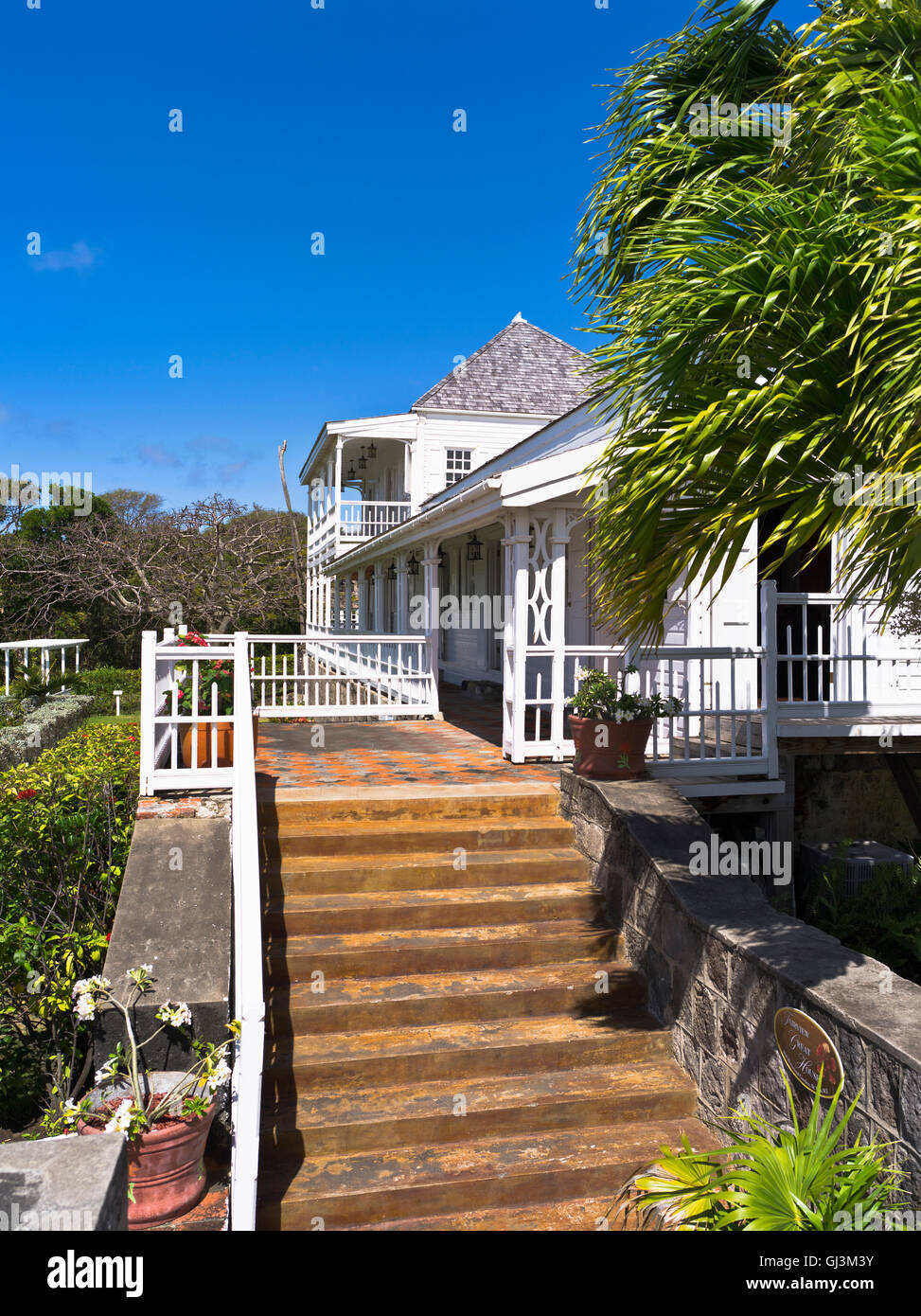 dh fairview great house ST KITTS CARIBBEAN Old colonial house museum Nelsons garden Stock Photo