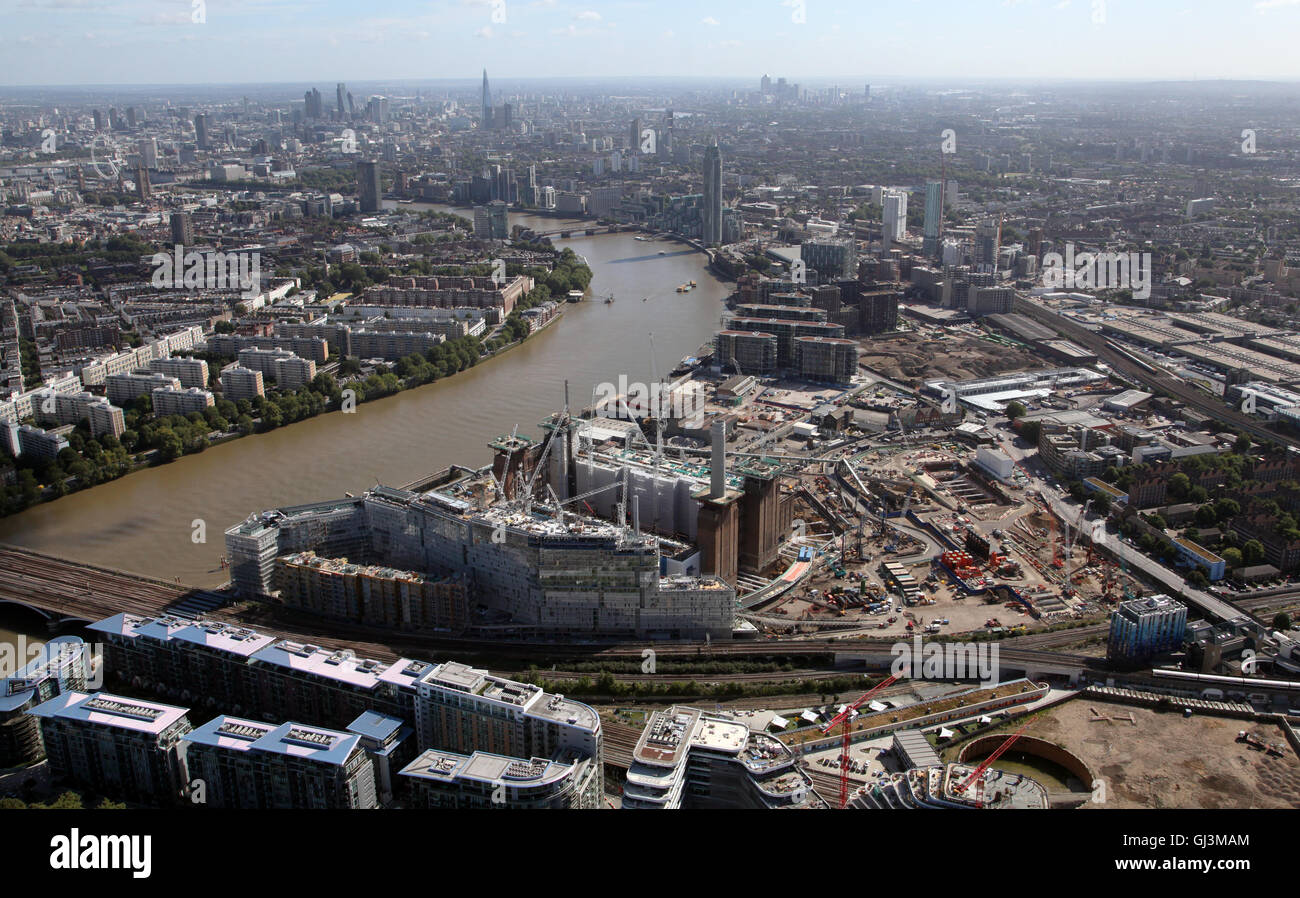 aerial view of the Battersea Power Station development by the River Thames, London SW8, UK Stock Photo