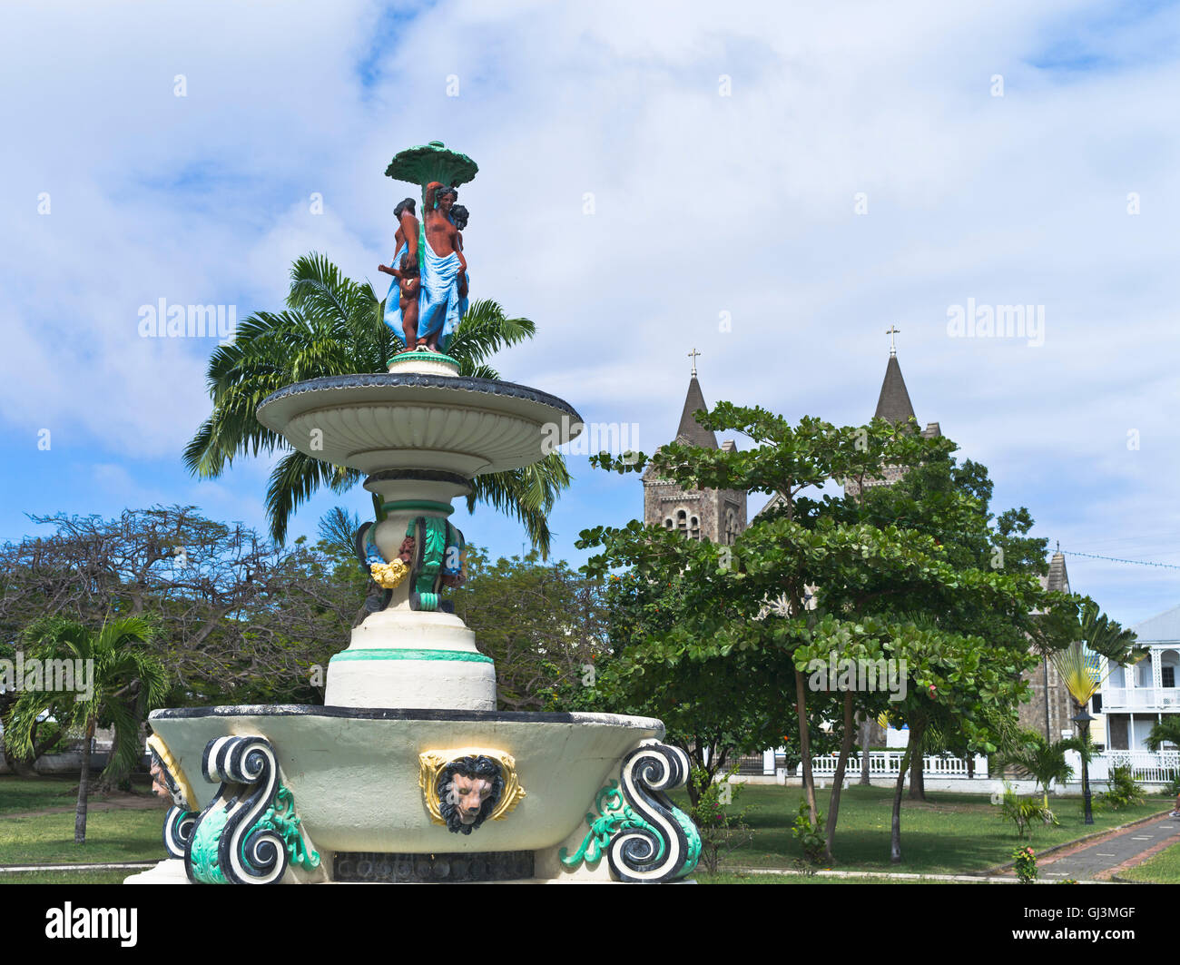 dh Basseterre ST KITTS CARIBBEAN Independence Square park fountain Stock Photo