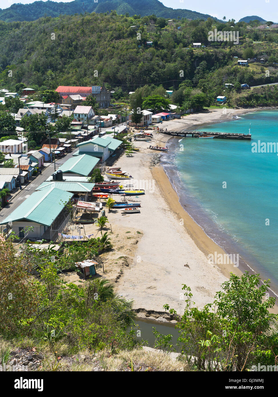 dh Anse La Raye ST LUCIA CARIBBEAN View of Lucian village beach Stock Photo