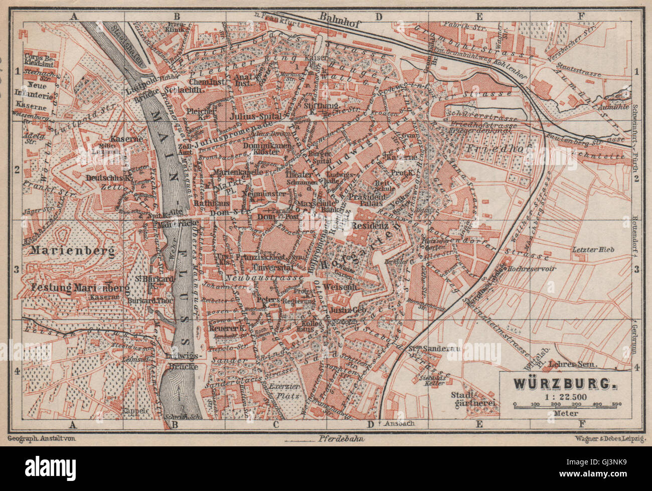 WÜRZBURG town city stadtplan & umgebung/environs. Wurzburg. Bavaria ...