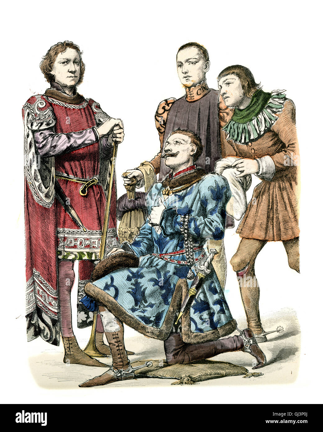 Medieval fashion - Burgundian mid 15th Century Stock Photo