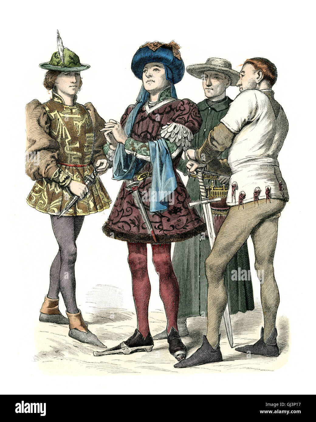 Medieval fashion - Burgundian mid 15th Century Stock Photo