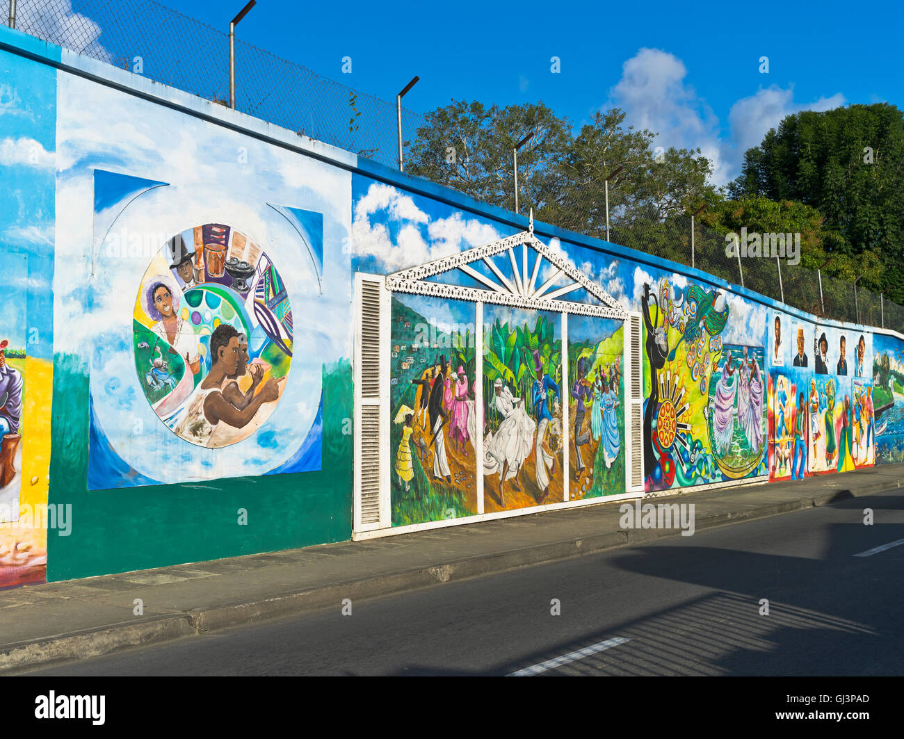 dh Scarborough TOBAGO CARIBBEAN Colourful painted storytelling wall