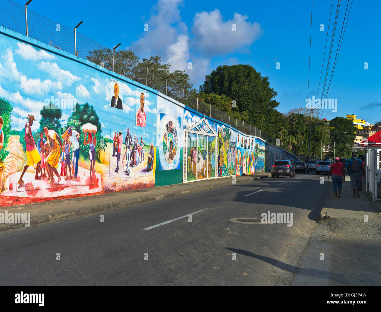 dh Scarborough TOBAGO CARIBBEAN Colourful painted storytelling wall