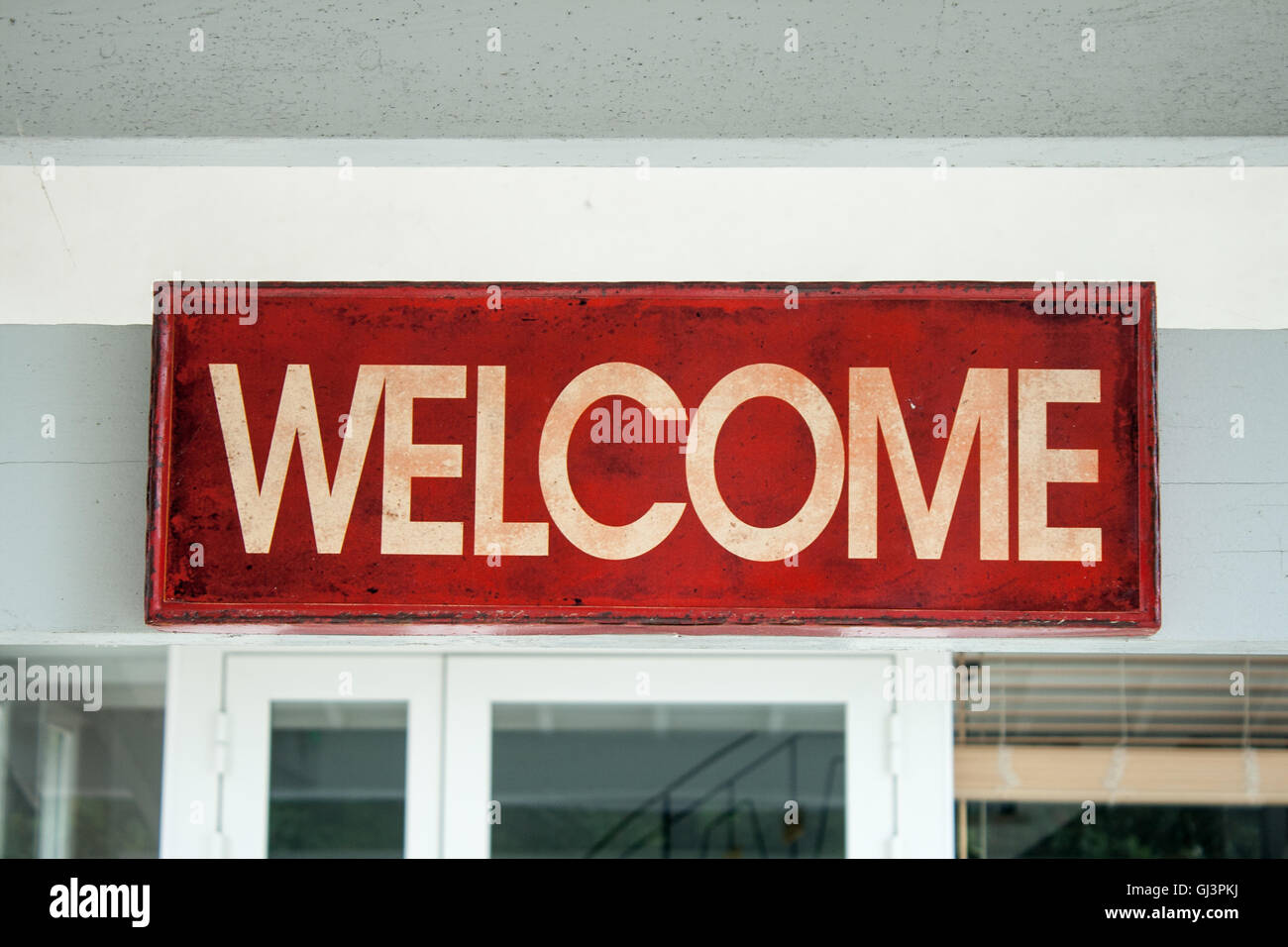 a welcome sign for hotel Stock Photo - Alamy