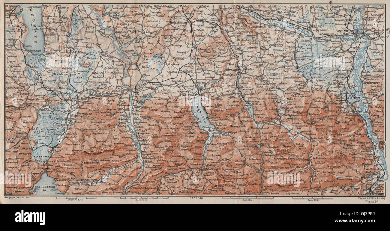 BAYERISCHE ALPEN. Bavarian Alps. Lenggries Spitzingsee Bayrischzell, 1907 map Stock Photo