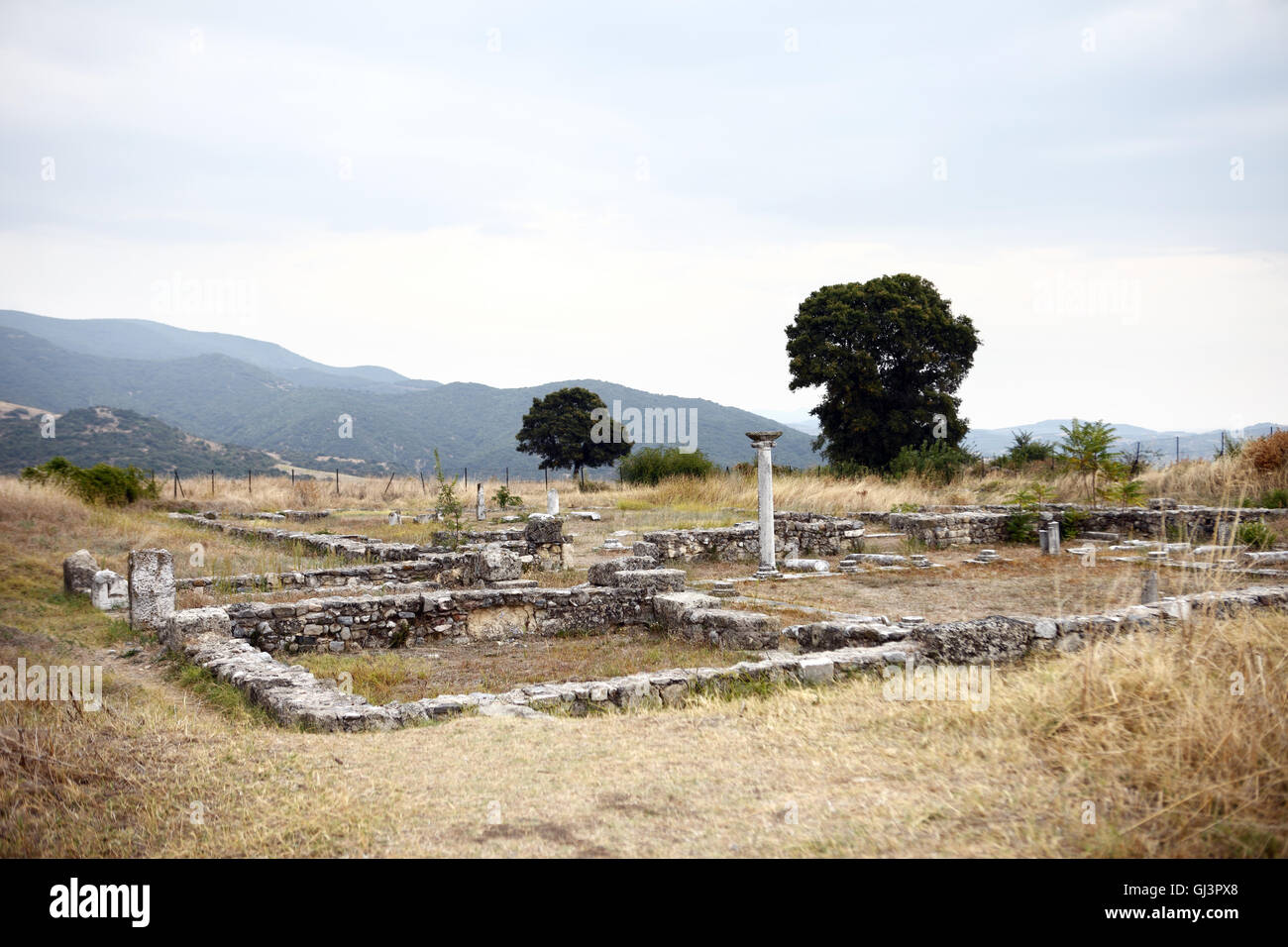 Greek and Roman ruins at Amfipolis archaeological site. Amfipoli, Greece Stock Photo