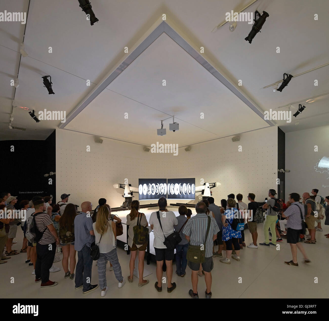 Exhibition hall with presentation platform. Milan EXPO 2015, Korea Pavilion, Milan, Italy. Architect: BCHO Architects, 2015. Stock Photo