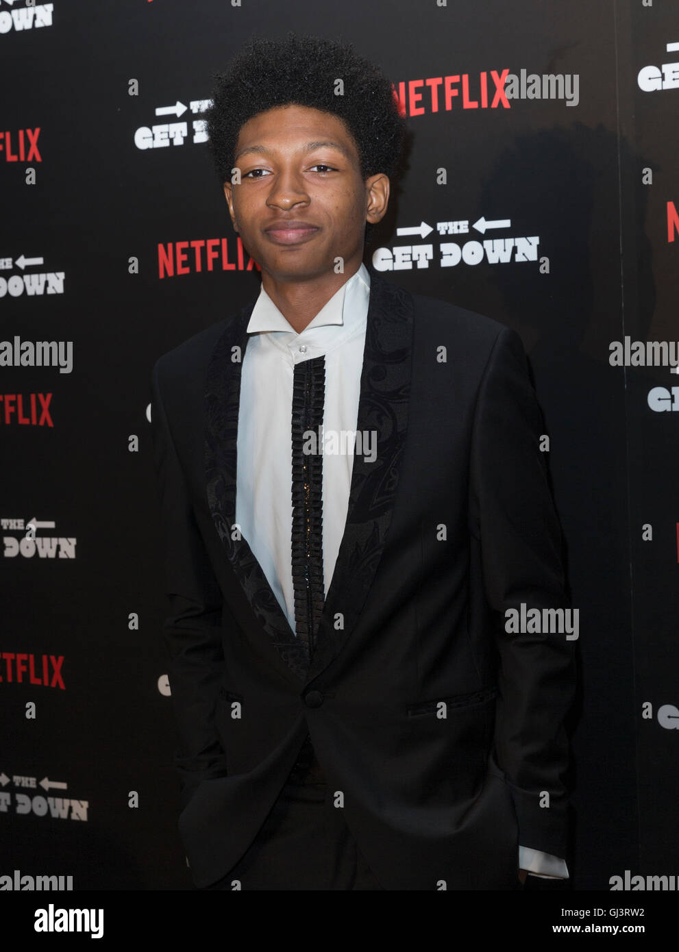 New York, United States. 11th Aug, 2016. Skylan Brooks attends The Get Down Netflix original series premier at Lehman Center for performing arts in the Bronx. Credit:  Lev Radin/Pacific Press/Alamy Live News Stock Photo