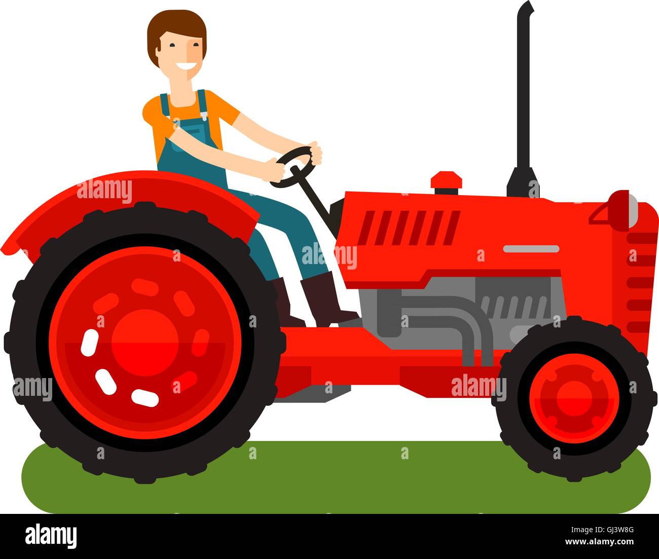 Retro farm tractor icon. Cartoon vector illustration Stock Vector Image &  Art - Alamy