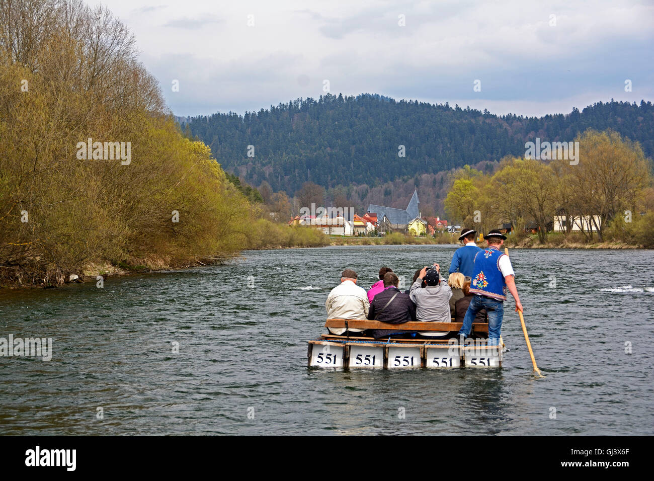 Polish Rivere Raft Poland, journey with the raft of the Gorals on the Dunajec river Stock ...