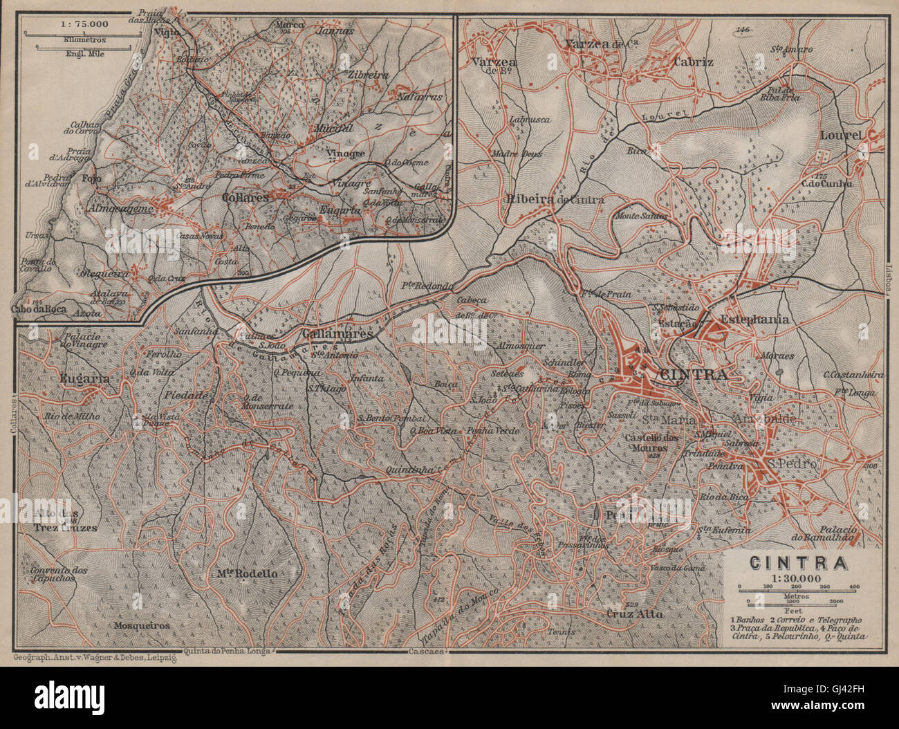 CINTRA/SINTRA environs. Galamares Colares São Pedro de Penaferrim mapa,  1913 Stock Photo - Alamy