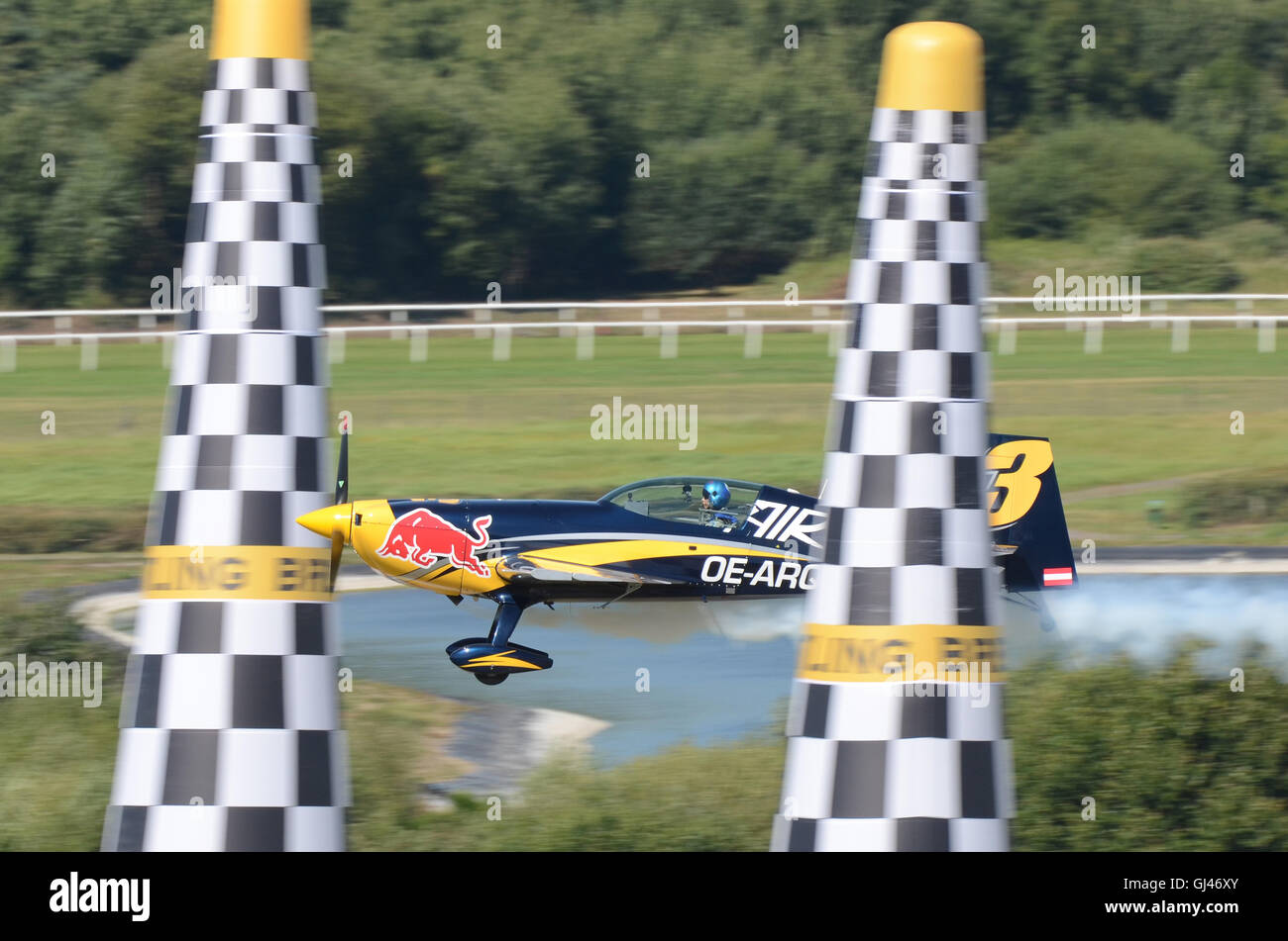 2016 Red Bull Air Race series takes place within the arena of the Royal Ascot racecourse Stock Photo
