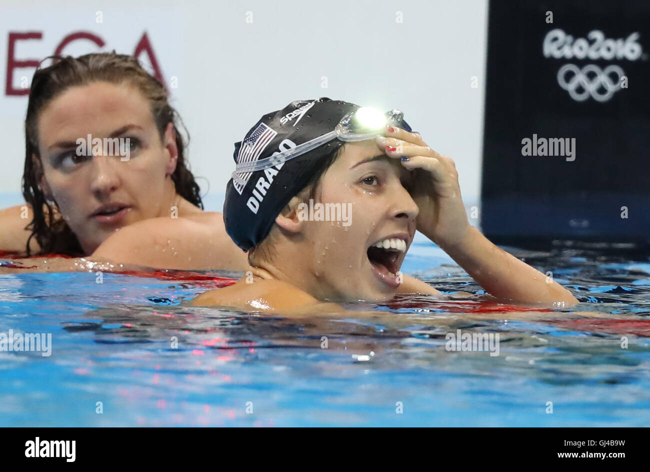 Rio De Janeiro, Brazil. 12th Aug, 2016. Maya Dirado (R) of the United