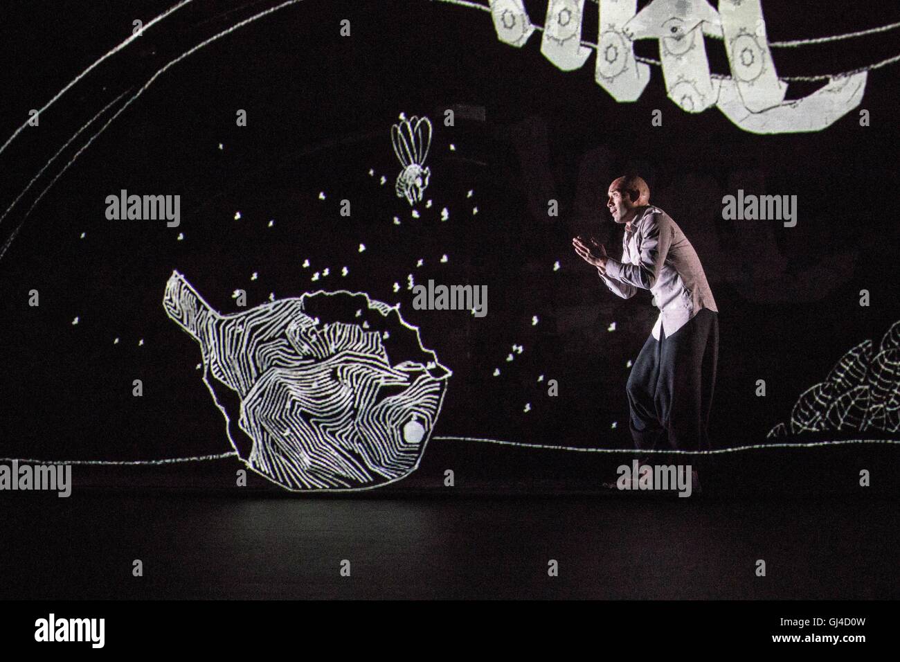 Fusing dance, storytelling, interactive animation and specially composed music, Chotto Desh is a bewitching dance-theatre tale of a young manÕs dreams and memories from Britain to Bangladesh, created for children and their families to enjoy together.  The first ever family show created by Akram Khan, one of BritainÕs most respected choreographers and dancers. Chotto Desh is reworked from his Olivier Award-winning autobiographical solo show DESH.  Pictured: Dennis Alamanos Stock Photo