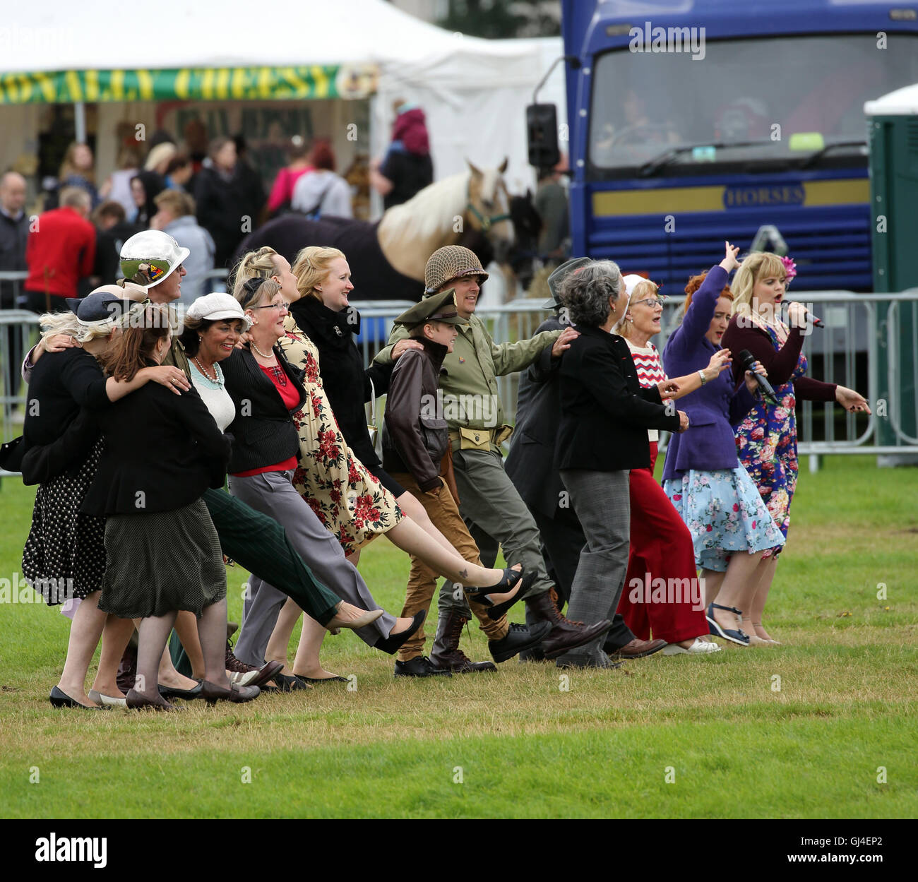 The 1940s group enjoying a sing and dance. One of the entertainment acts at the Halifax Show in August 2016. Stock Photo