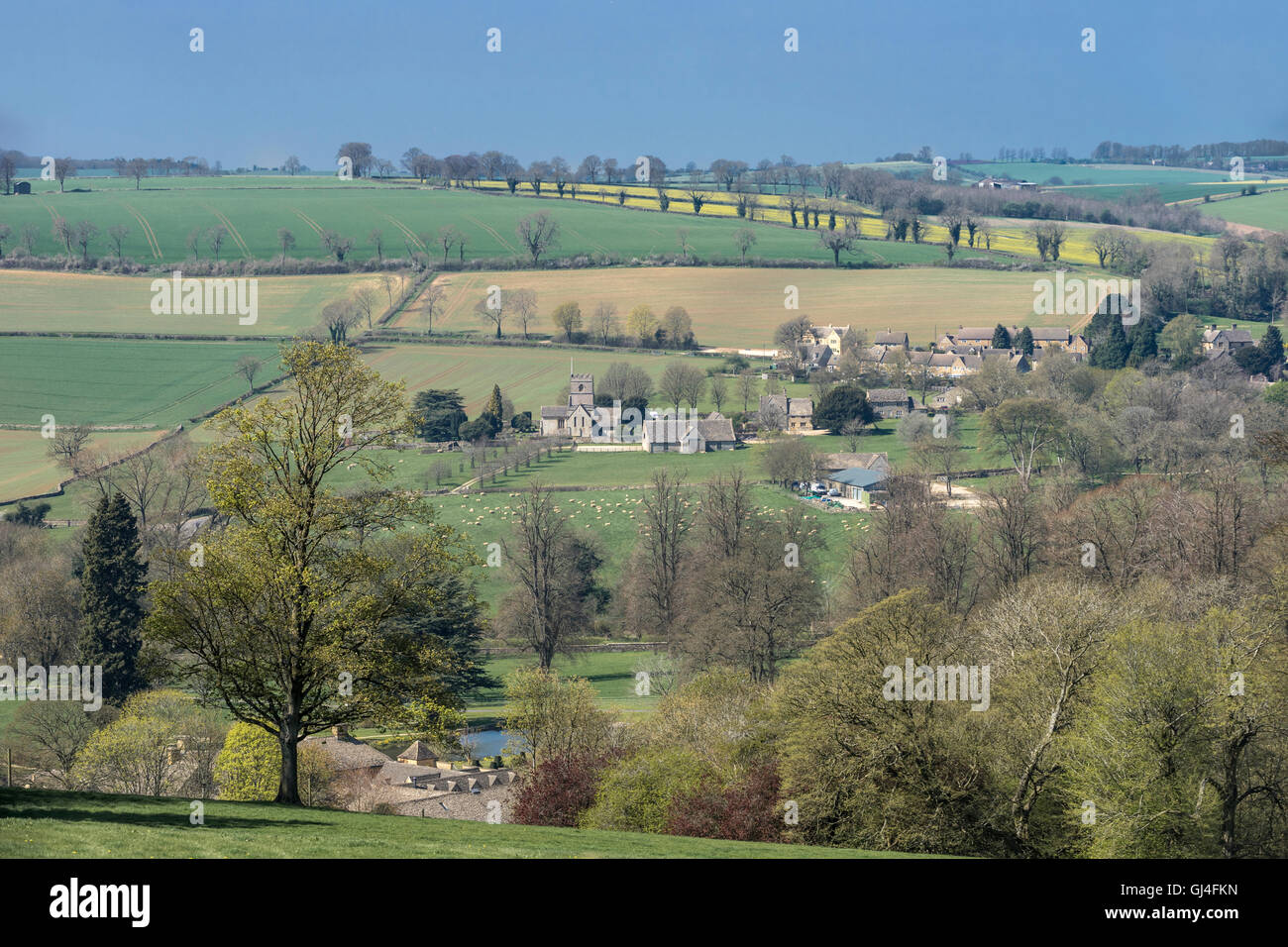 Small Cotswold Village set in the English Countryside on a bright ...