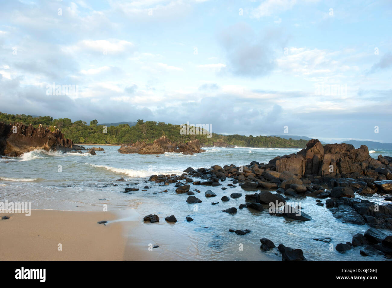 Beach with rocks Masoala Madagascar Stock Photo