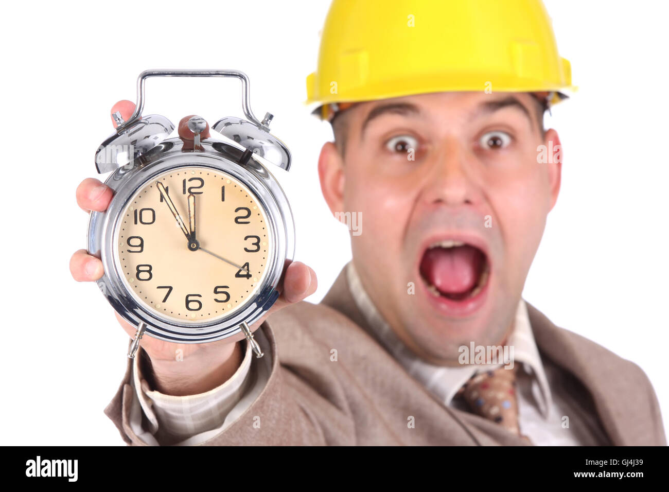 businessman looking at clock alarm Stock Photo Alamy