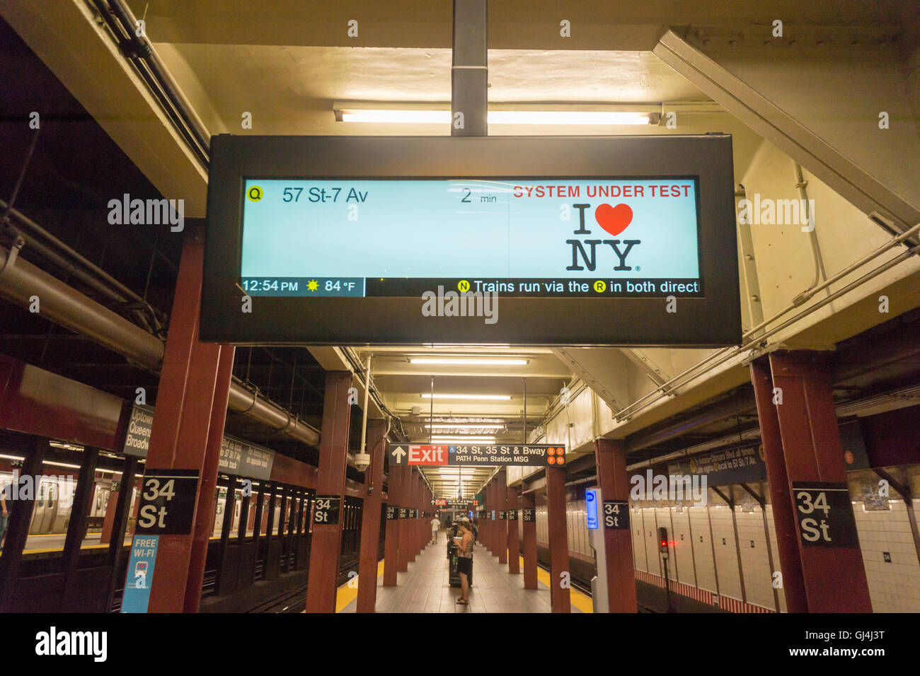 A test of the new digital countdown clocks to be installed on the lettered lines in the New York
