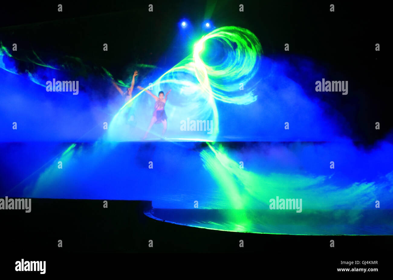 a laser light effect in a performance Stock Photo Alamy