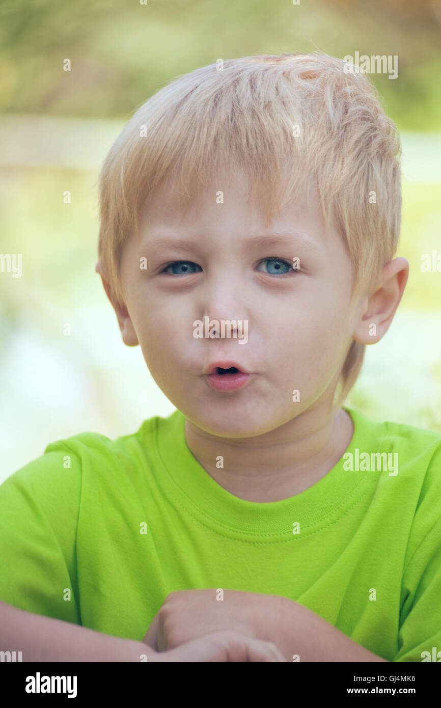 Little boy talking Stock Photo Alamy