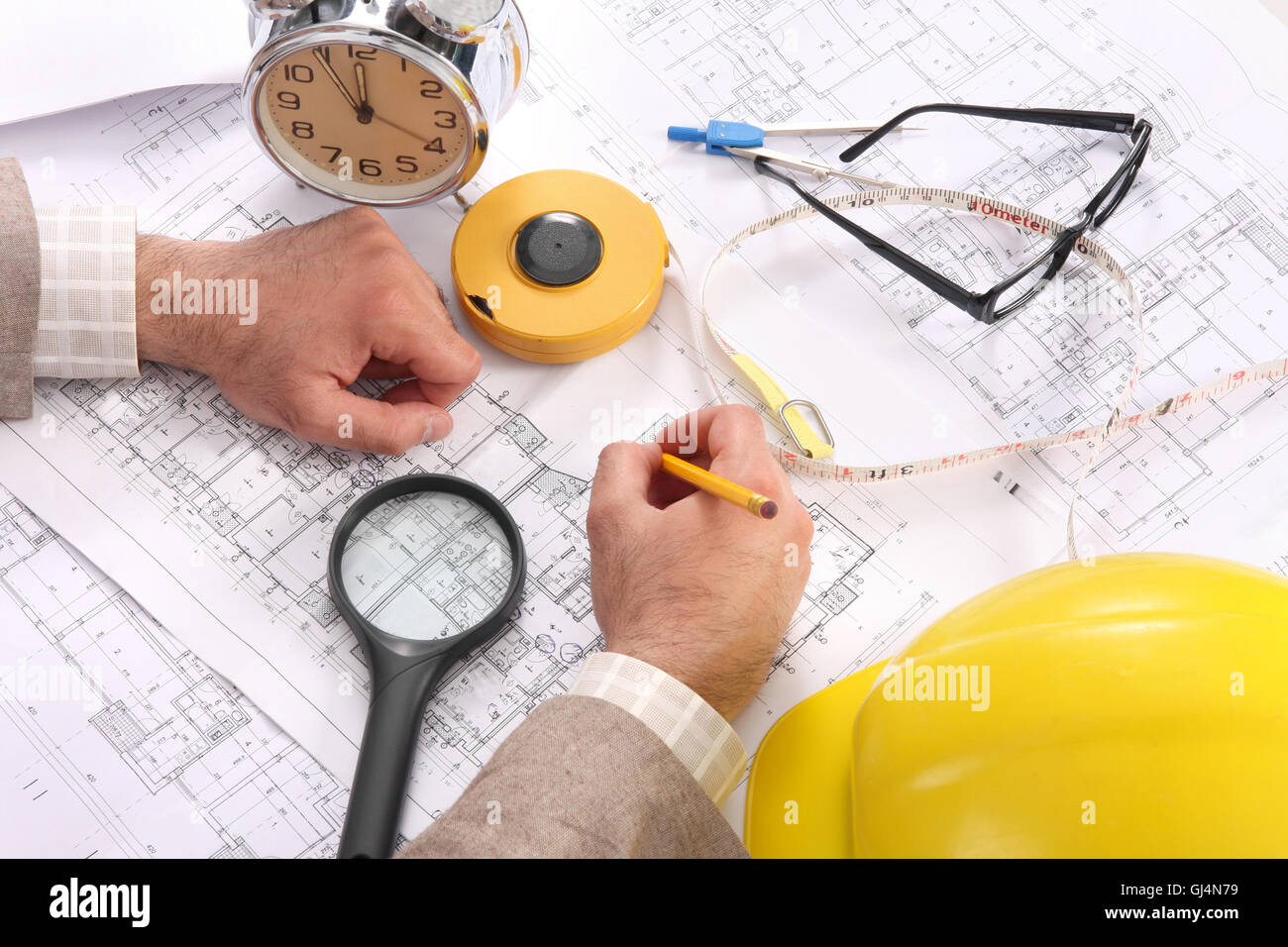 Desk project supervisor plans hi-res stock photography and images - Alamy