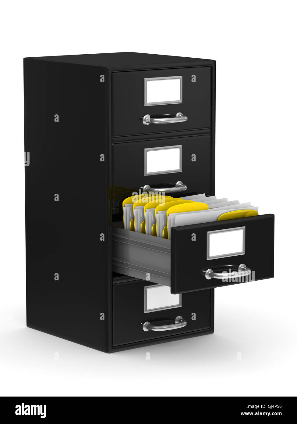 Filing cabinet on white. Isolated 3D image Stock Photo - Alamy