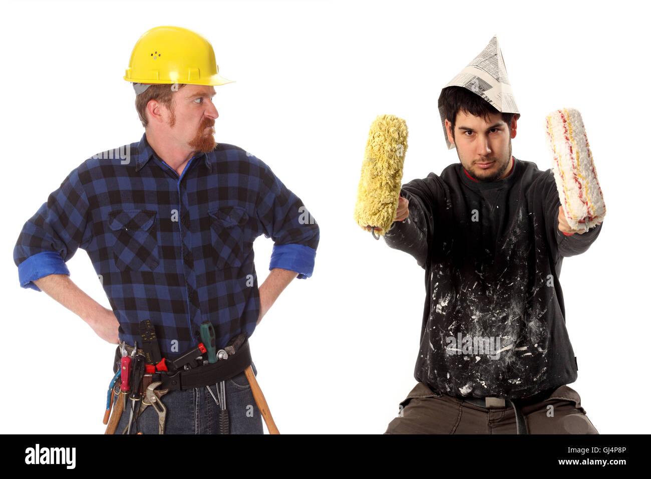 angry chief and house painter Stock Photo