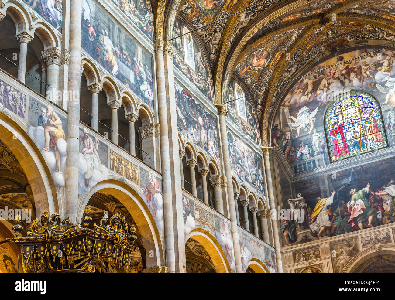Inside of the Cathedral of Santa Maria Assunta of Parma. Emilia-Romagna. Italy. Stock Photo