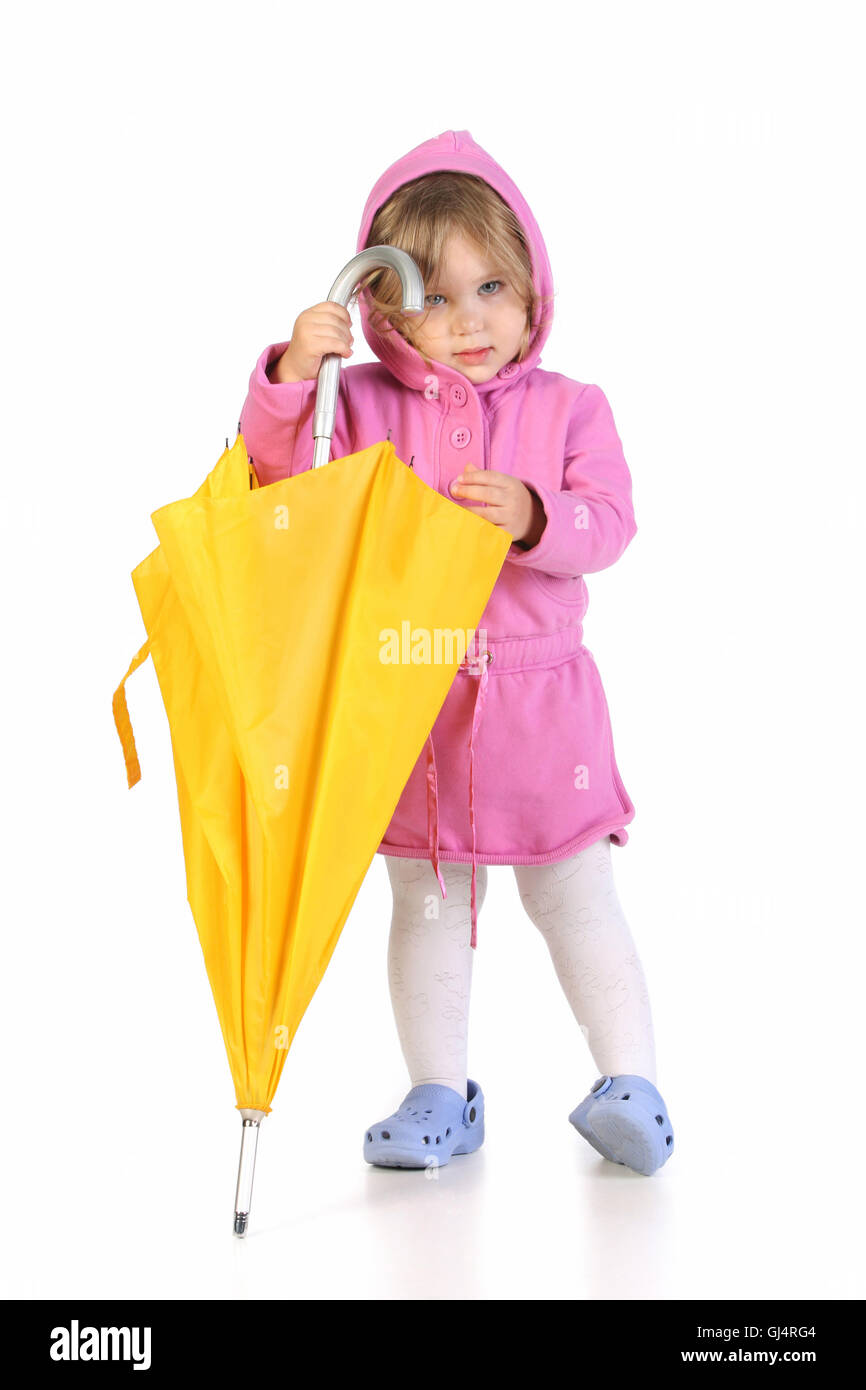 girl with yellow umbrella Stock Photo - Alamy