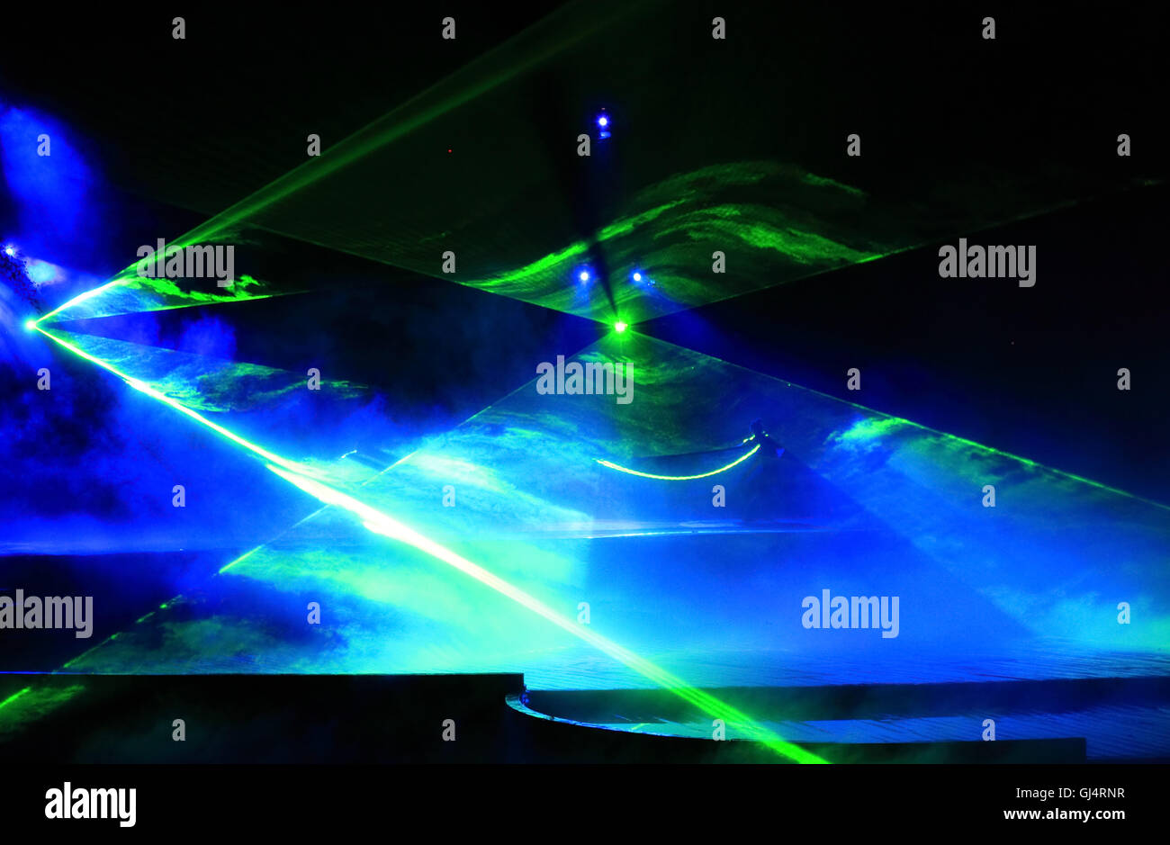 a laser light effect in a performance Stock Photo Alamy