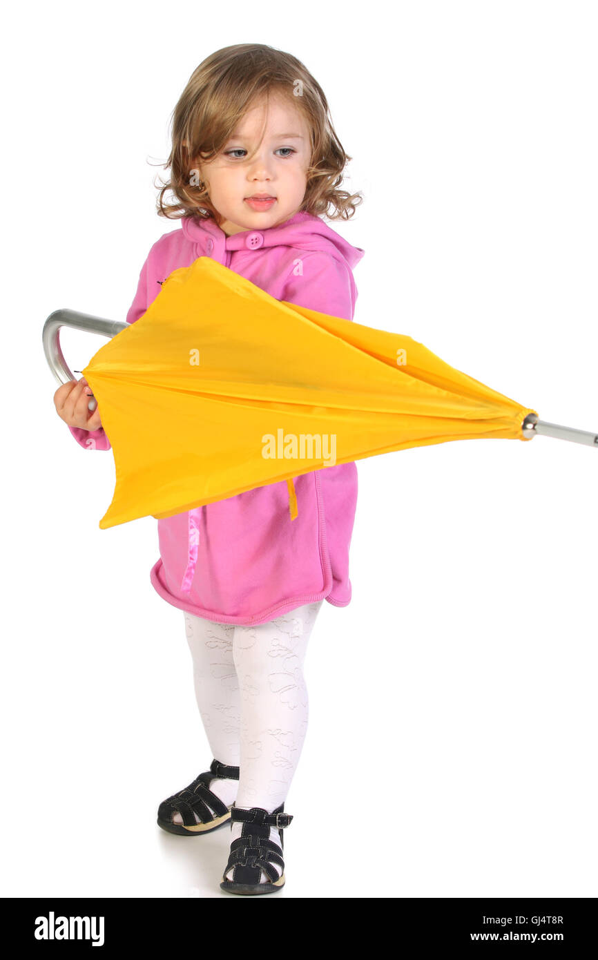 girl with yellow umbrella Stock Photo - Alamy