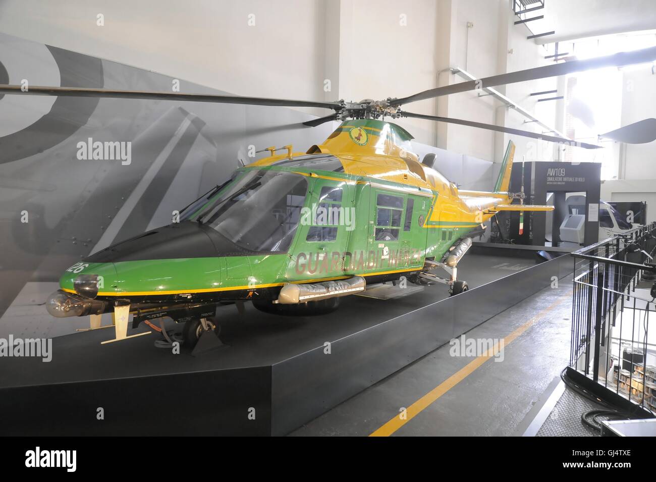 Milan (Italy), National Museum of Science and Technology Leonardo Da Vinci; aviation section; Agusta 109 helicopter of Financial Police Stock Photo