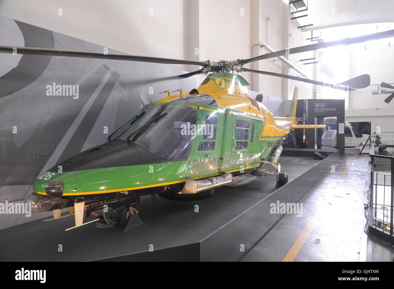 Milan (Italy), National Museum of Science and Technology Leonardo Da Vinci; aviation section; Agusta 109 helicopter of Financial Police Stock Photo