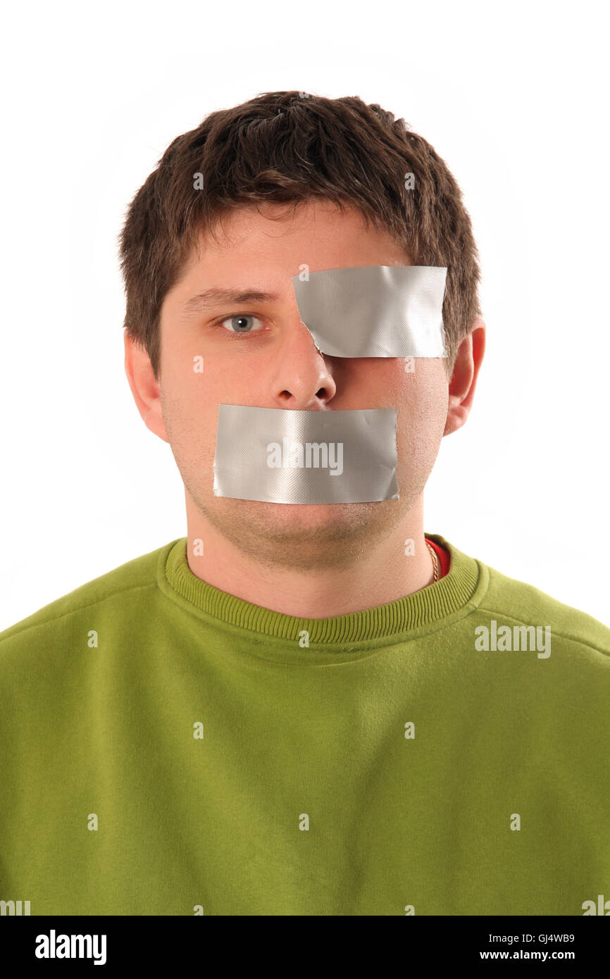 guy with adhesive tape Stock Photo Alamy