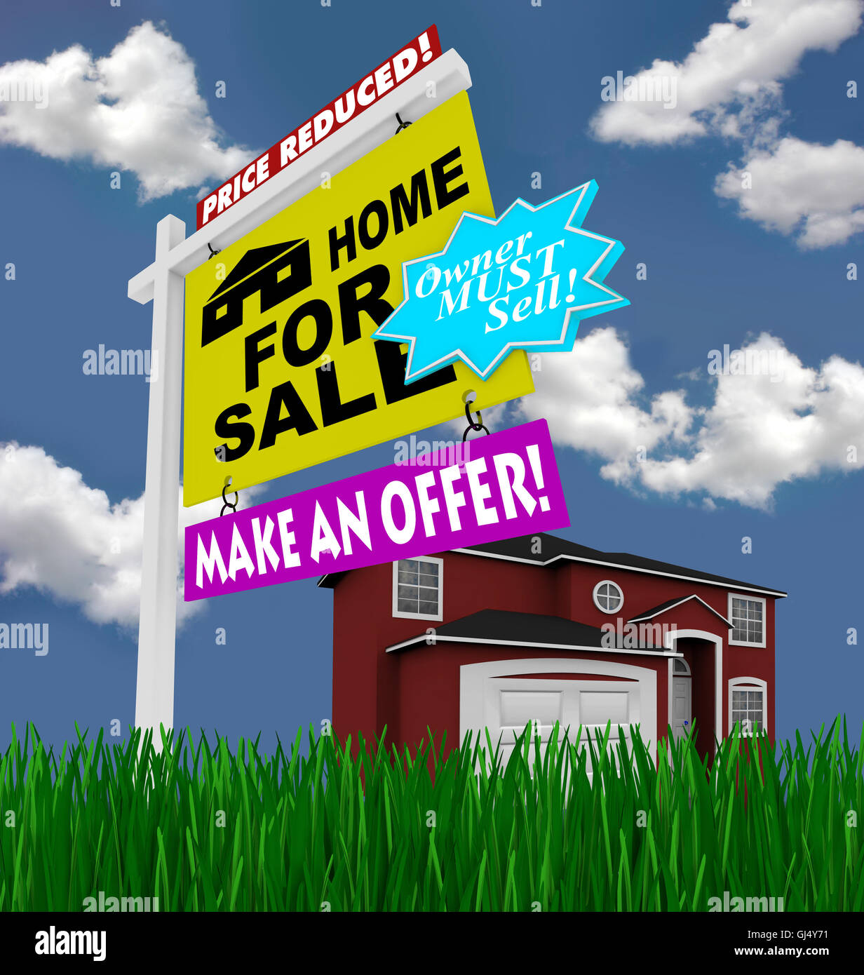 Home for Sale Sign - Desperate to Sell House Stock Photo