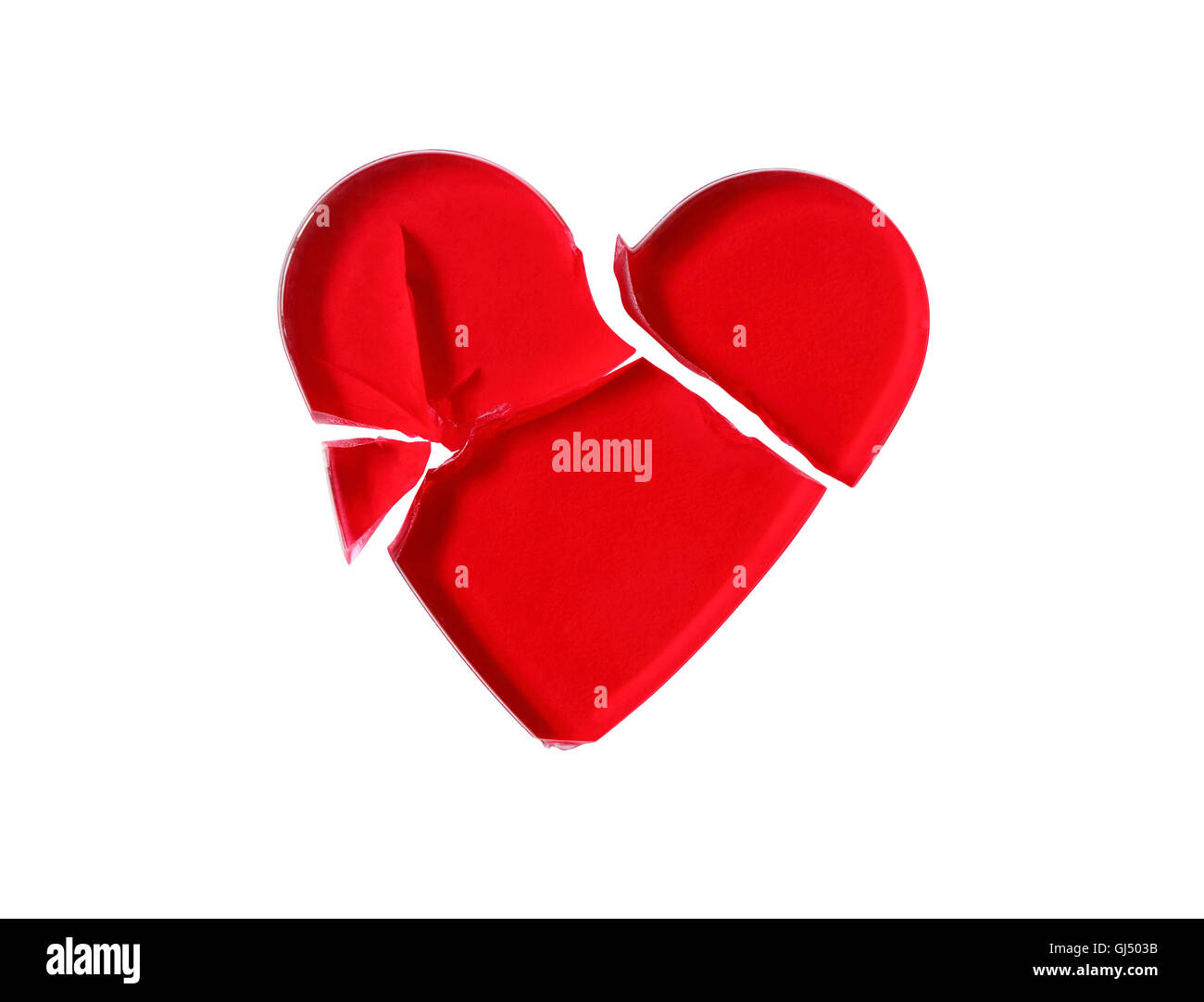 Broken Red Glass Heart Stock Photo