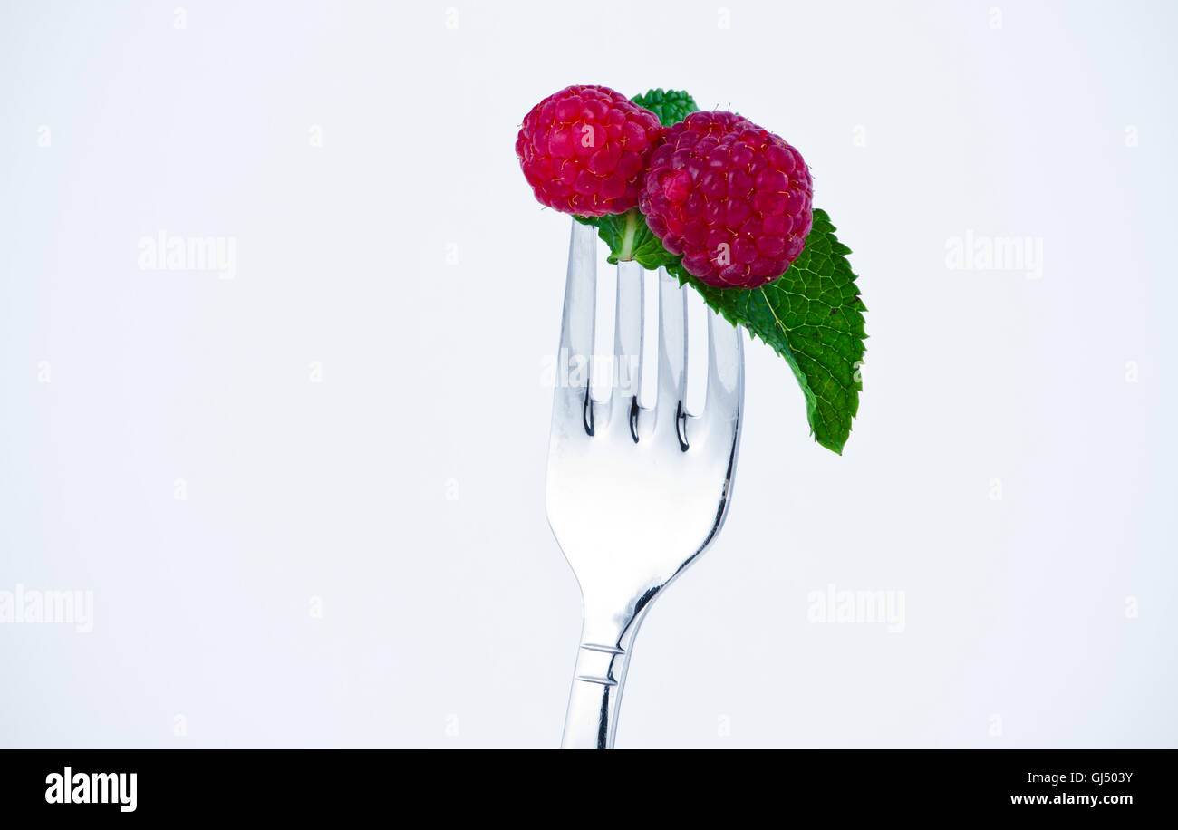 diet, backberries bite in a fork Stock Photo Alamy