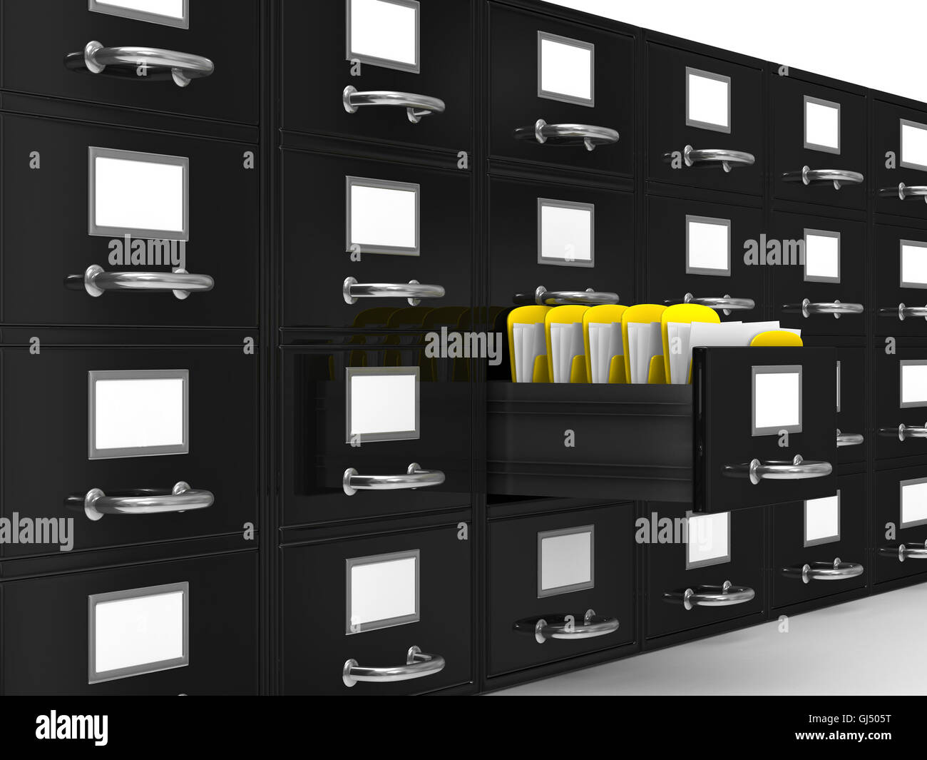 Filing cabinet on white. Isolated 3D image Stock Photo - Alamy