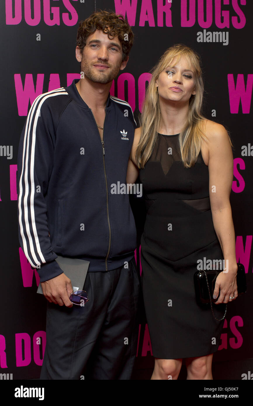 Max Rogers and Kimberly Wyatt attend War Dogs premiere in London. Aug 16. Stock Photo