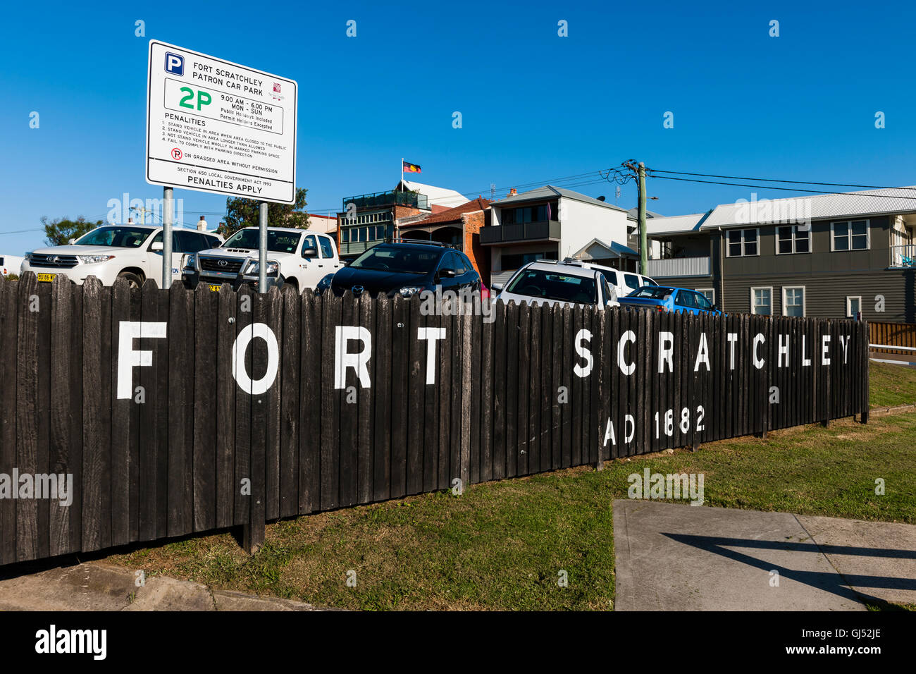 By the entrance of Fort Scratchley in Newcastle, New South Wales, Australia. Stock Photo