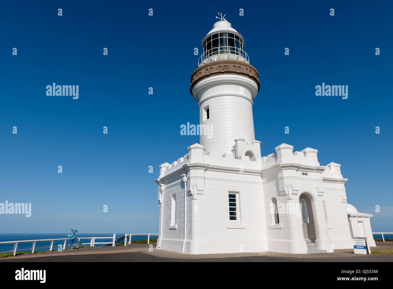 Cape Byron Lighthouse in Byron Bay. Stock Photo