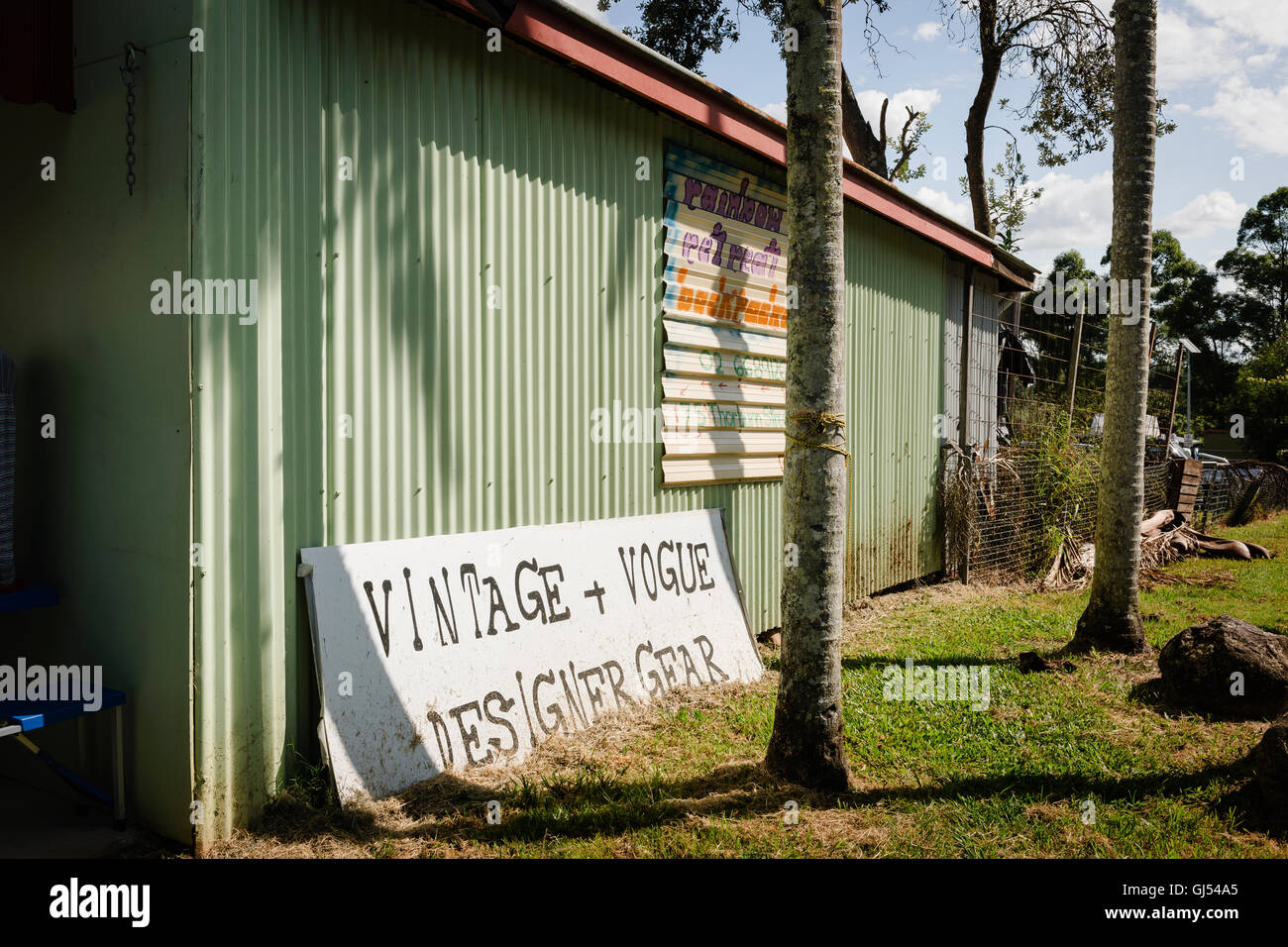 Hand painted signage in Nimbin. Stock Photo
