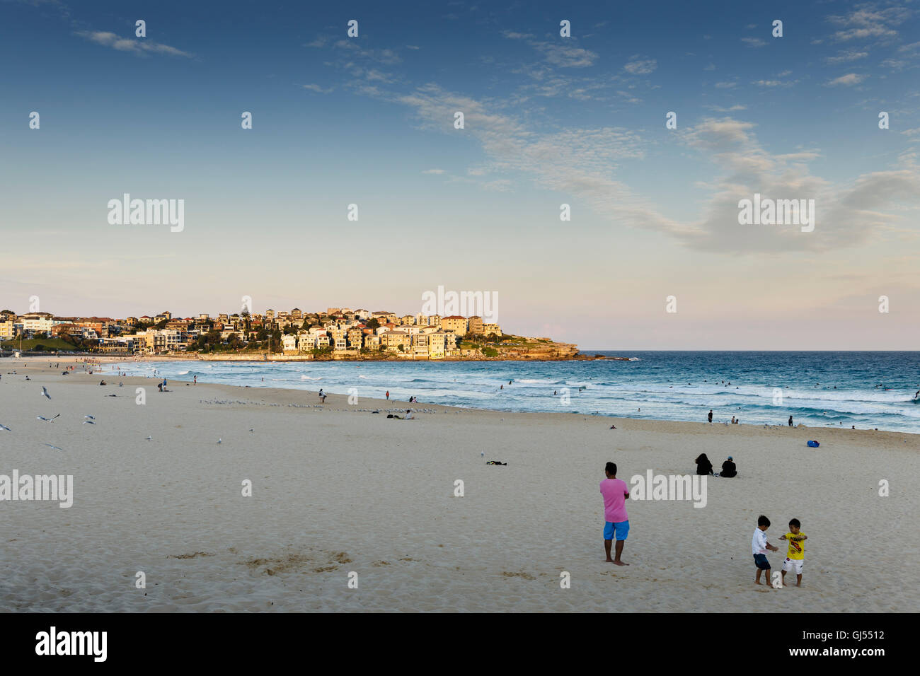 People on Bondi Beach in Sydney. Stock Photo