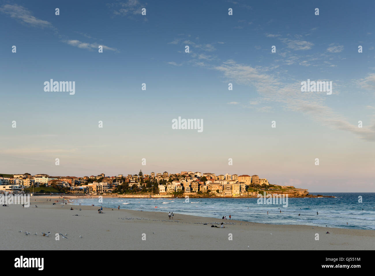 People on Bondi Beach in Sydney. Stock Photo